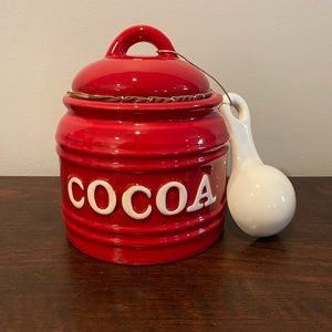 Cocoa Canister Red White Holiday Canister